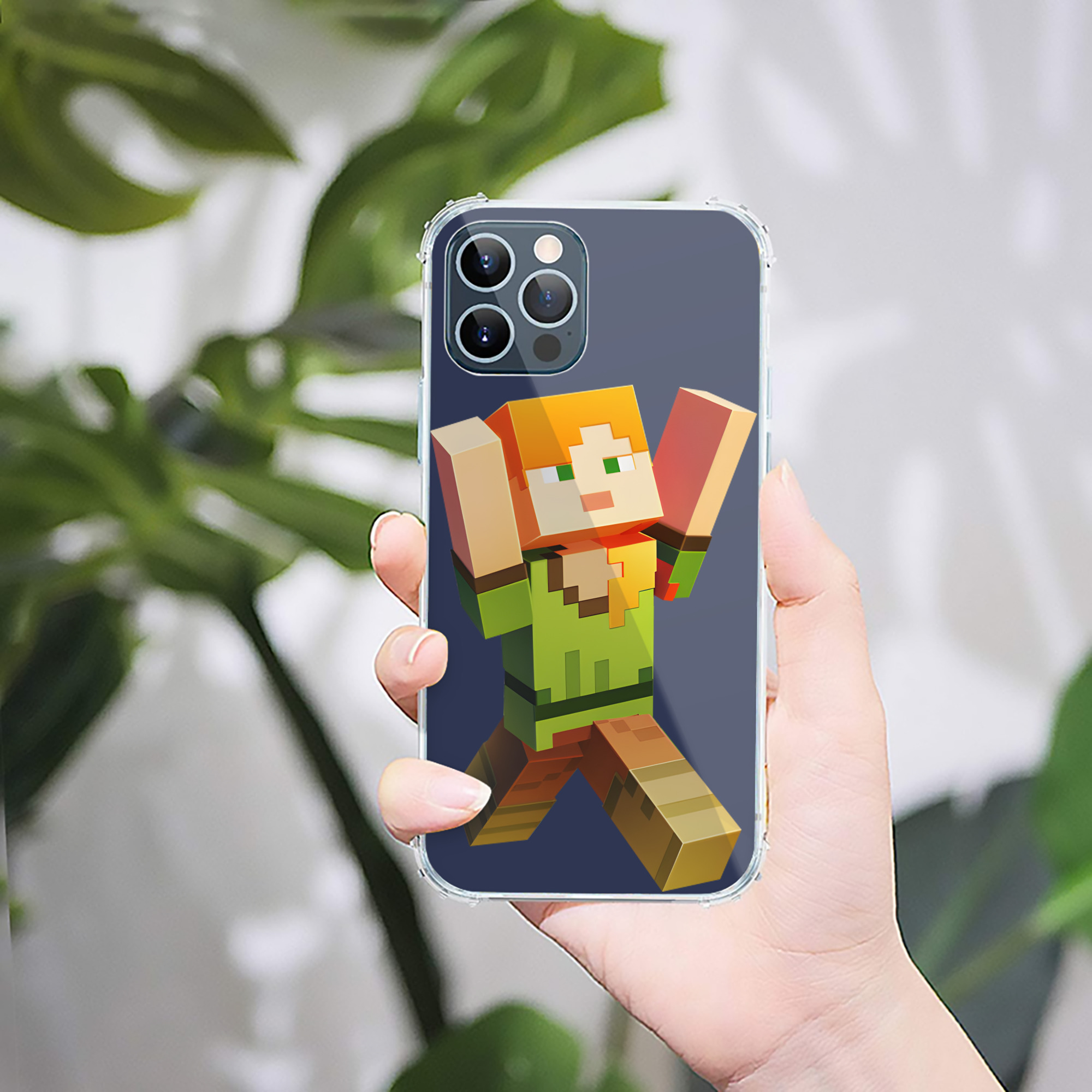 （画像用） マインクラフト ブロックの世界 Minecraft MC Block world 【iPhone 12シリーズ対応】透明スマホケース（クリアソフトケース）